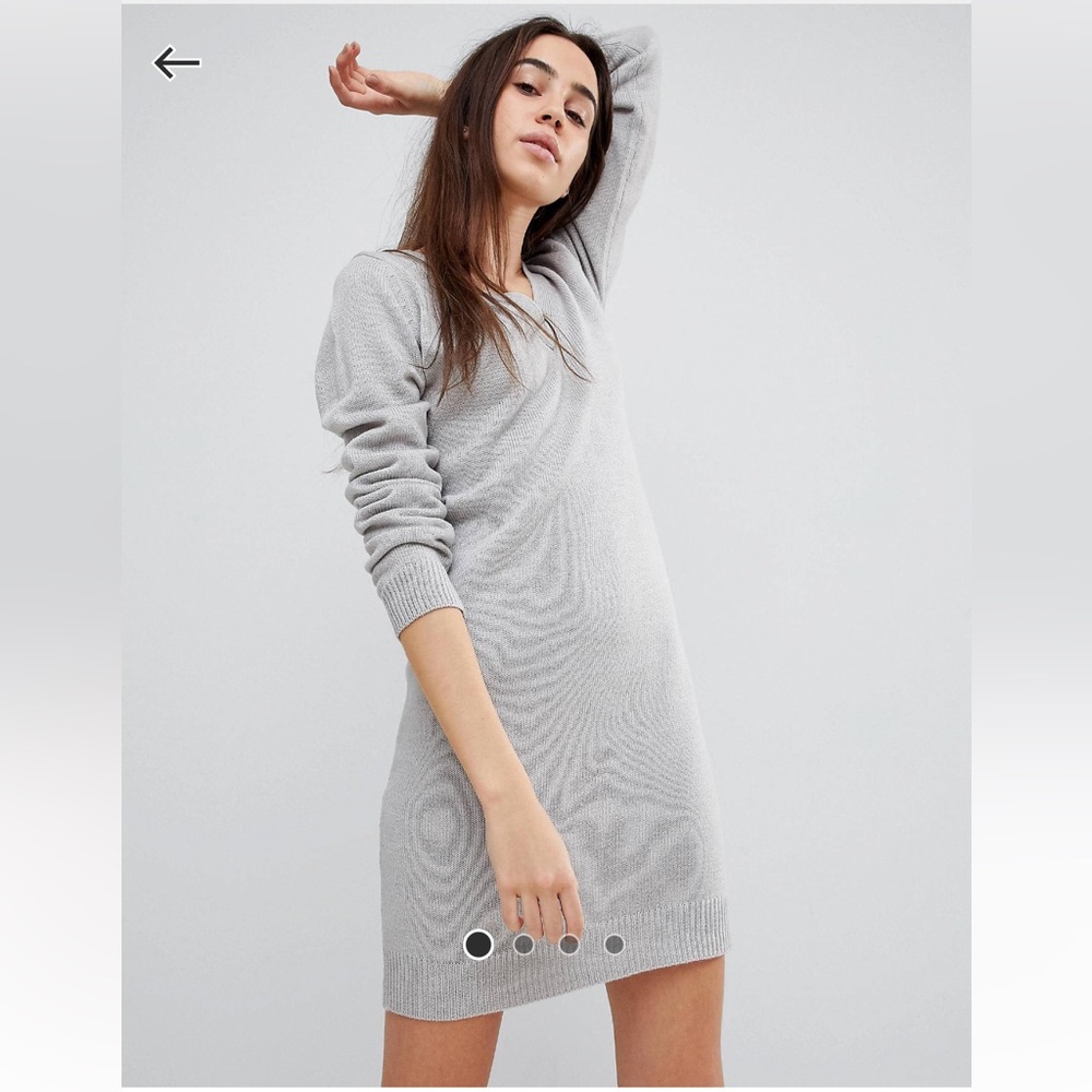 Brave Soul Grey V-Neck Sweater Dress - XS